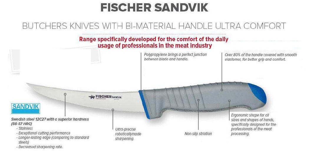 סכינים מקצועיות לקצבים Fischer Sandvik