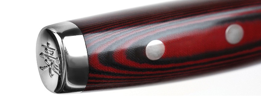 ידיות סכיני שף יפניים בסדרת Super GOU עשוי Canvas-Micarta Plus בצבע אדום שחור