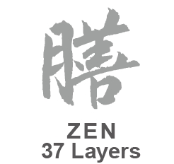 לוגו סדרת הסכינים ZEN  של יקסל יפן - 37 שכבות פלדת דמשק